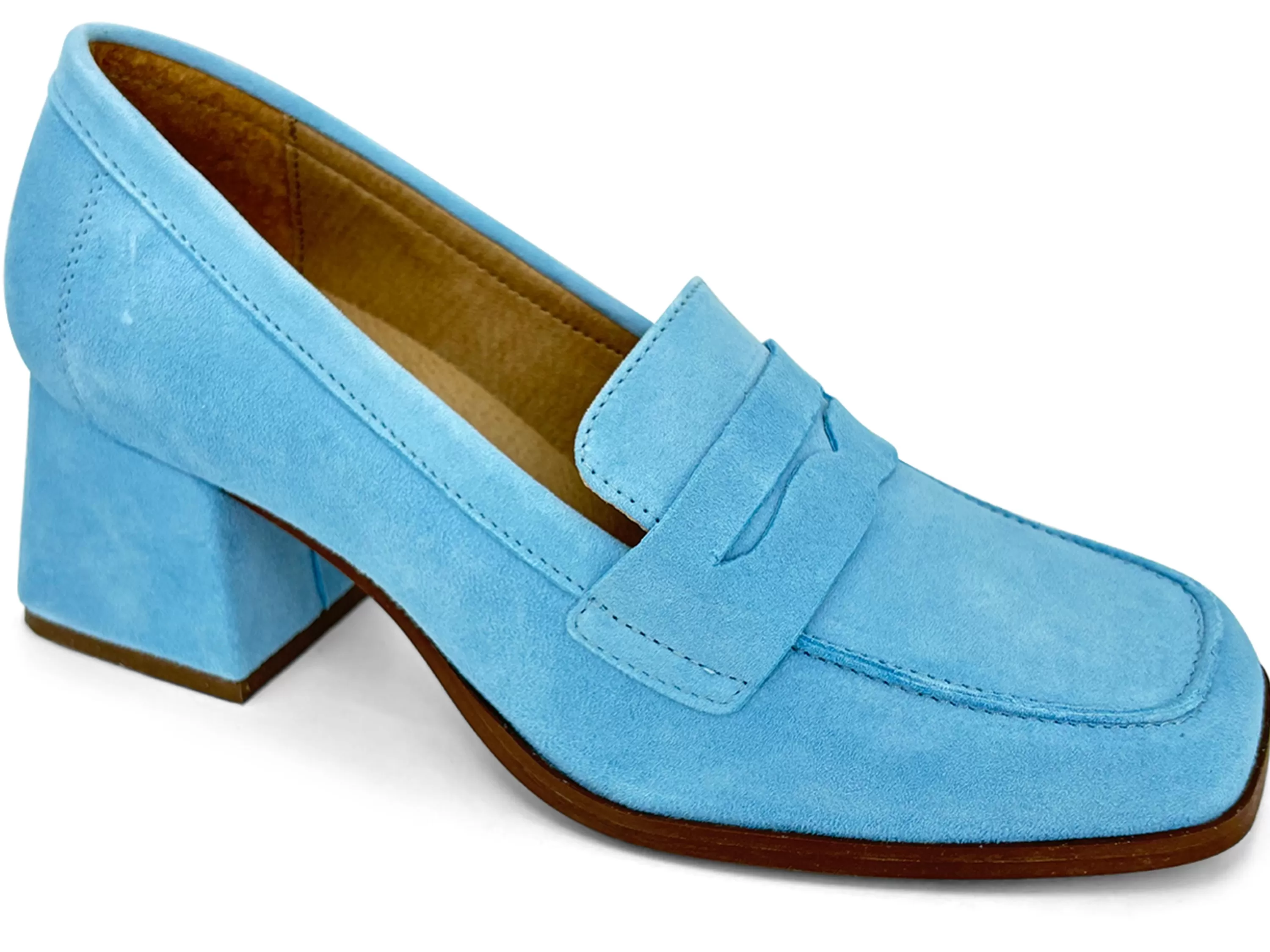 Bos & Co Ama Heeled Loafer Light Blue>BOS + CO Shop