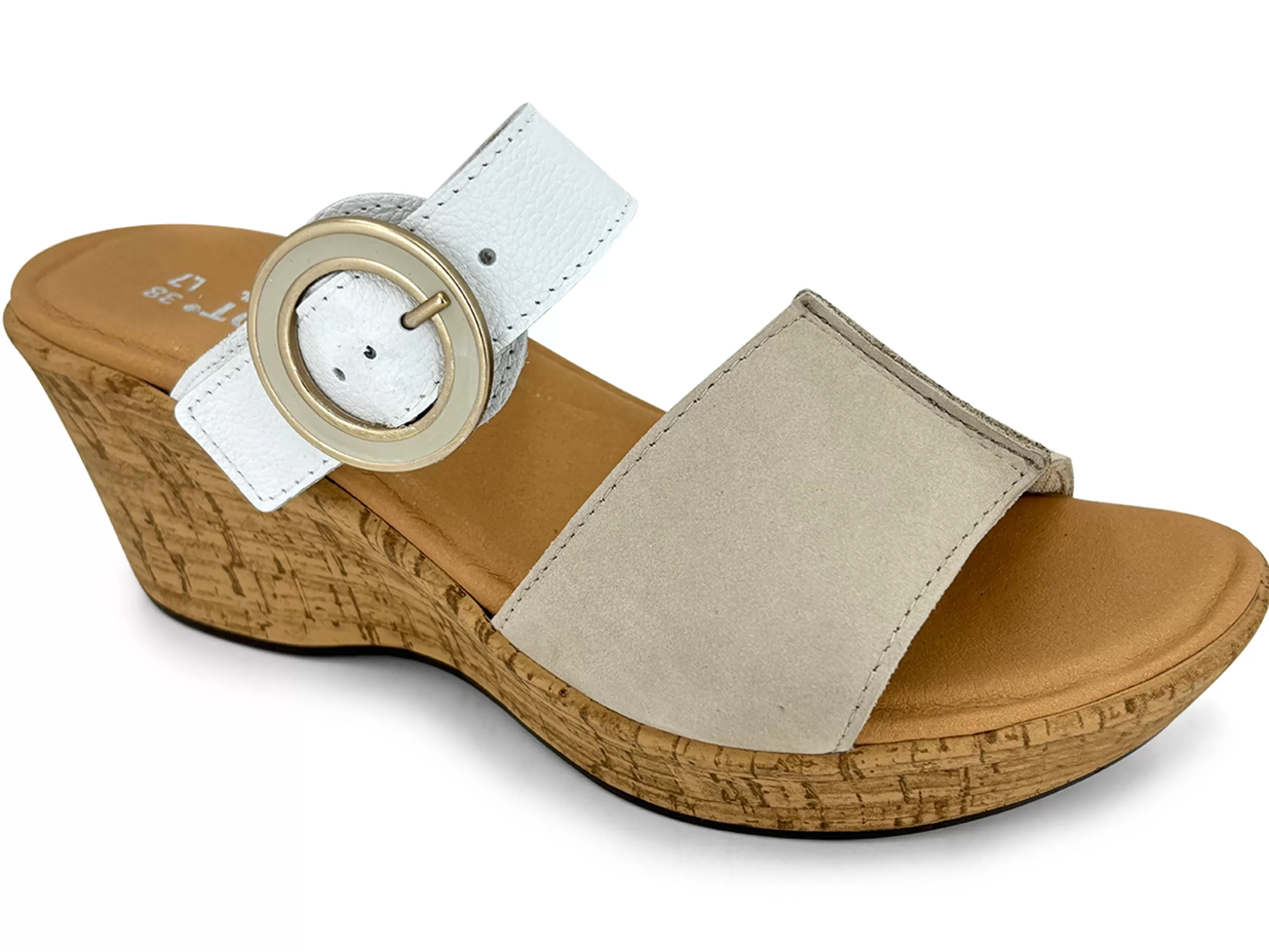 Breezy Slide Sandal Beige White>NAOT New