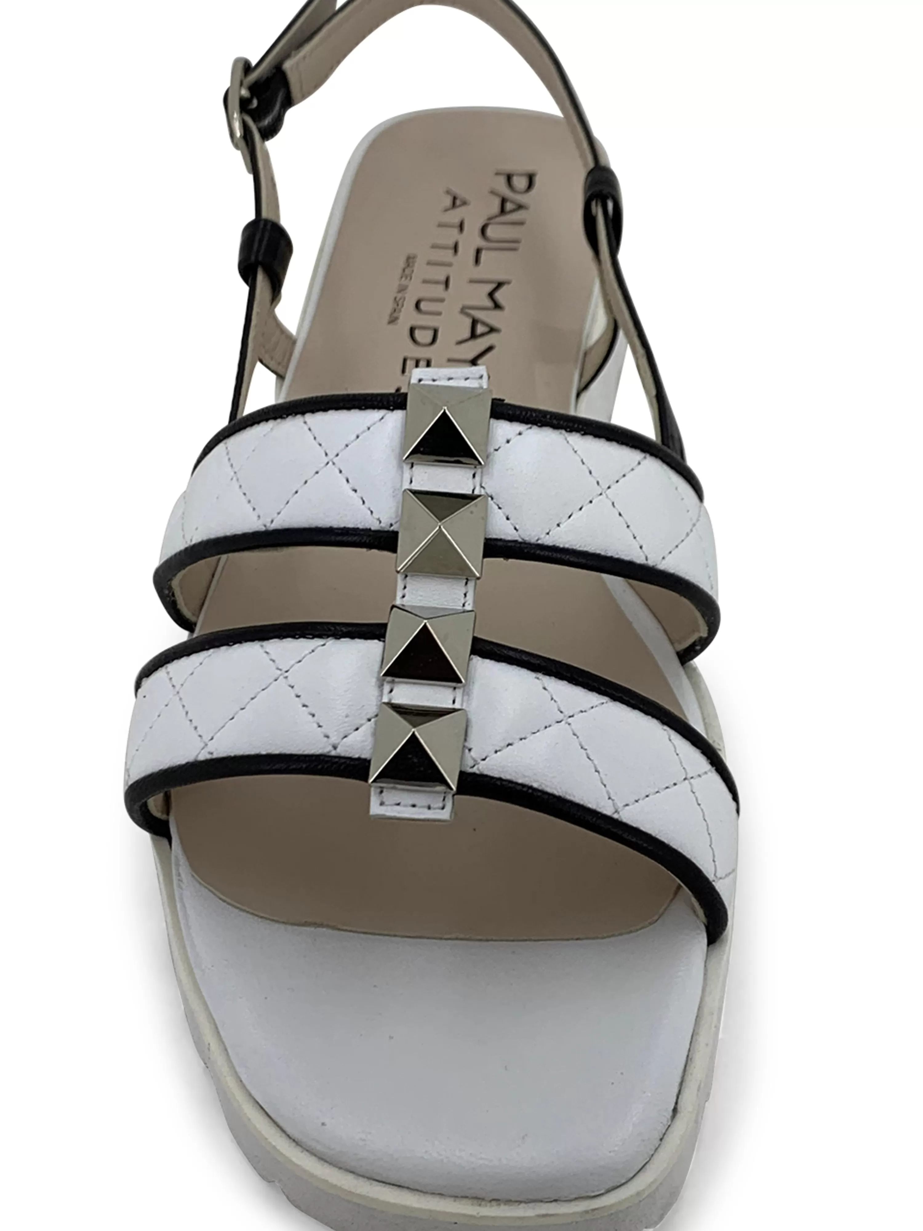 Proud Sling-Back Sandal White Black>PAUL MAYER Best Sale